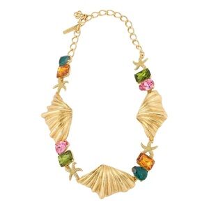 Oscar De La Renta Textured Shell Crystal Necklace
